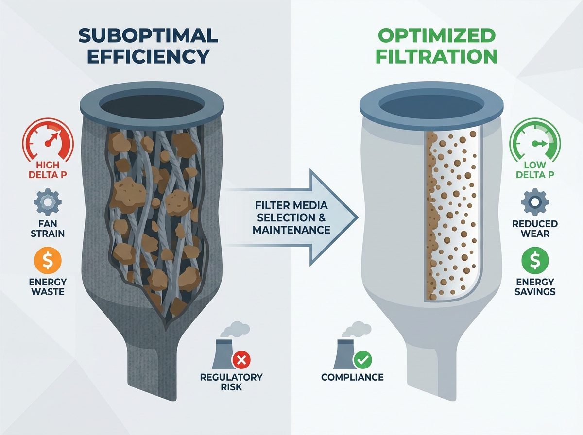 Optimizing pulse jet filter bags in industrial dust collection systems